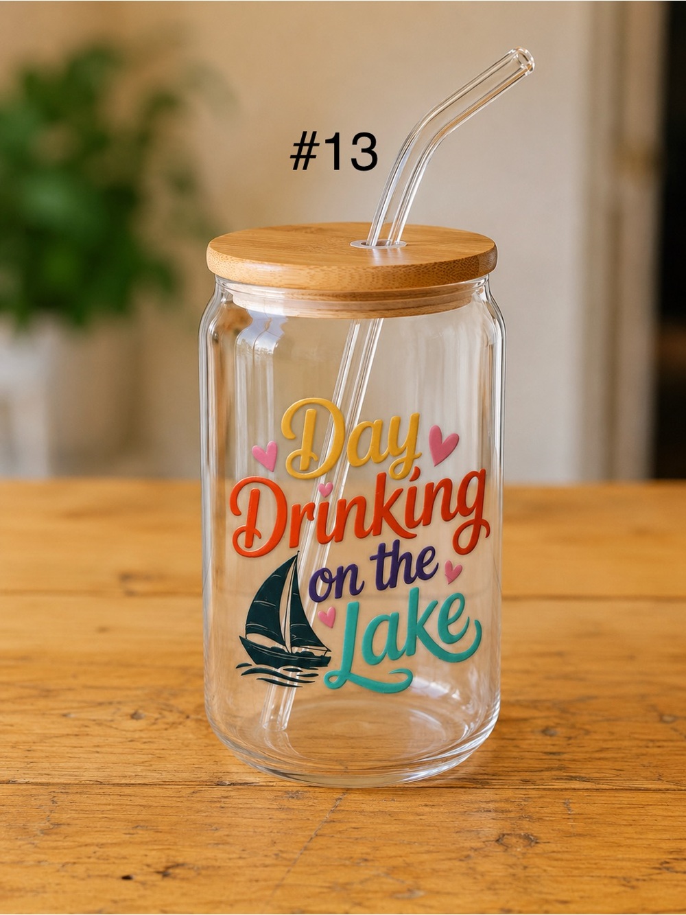 *Buy now lake life/boaters 16 ounce glass tumbler with bamboo lid and straw - Picture 13 of 13